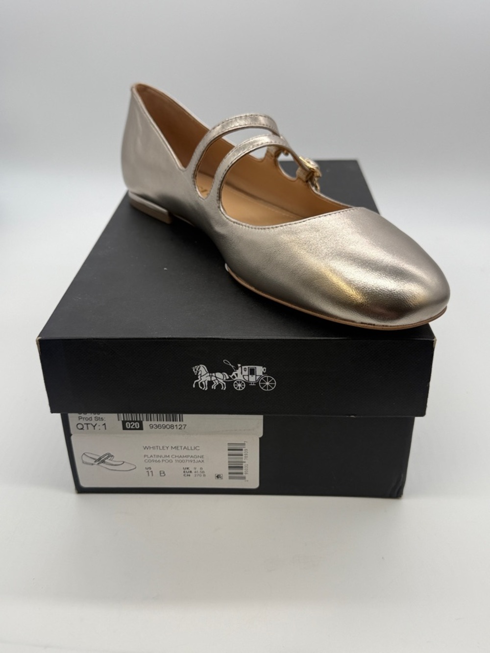Coach Metallic Gold Mary Jane Flats with Double Strap